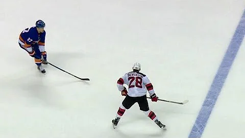Severson rifles two monster goals past Halak in 86...