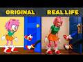 Can Amy Win Leg Guessing Game ? (part 2) - Sonic Original vs Real Life