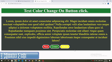 Change Text Color  On A Button Click.HTML CSS JS Tutorial.2 MInutes Code.