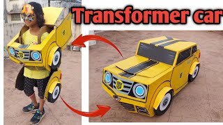 transformer car (bumblebee) making tutorial step by step | creative fancy dress ||