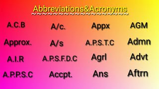 All common Abbreviations&Acronyms 'A' Letter words||Googul Dictionary