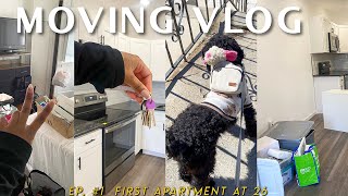 EMPTY APARTMENT TOUR  | MOVING VLOG EP: 1 l MOVING OUT AT 26 + STORE RUN, UNPACKING & MORE