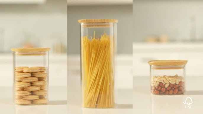 THEA 3-Piece Glass Food Storage Set with Bamboo Lids 