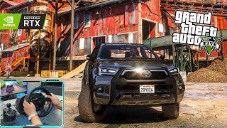 GTA 5 Toyota Hilux Revo Driving With Thrustmaster T300 RS Steering Wheel screenshot 3