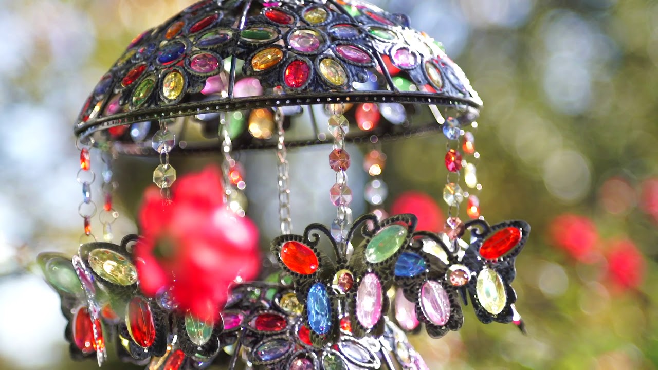 Solar Jeweled Lighted Butterfly Mobile YouTube