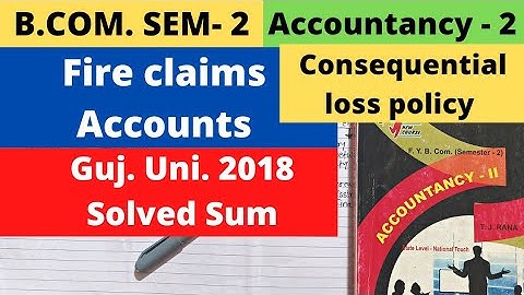 Fire Claims Accounts B.Com SEM 2 Accountancy 2 Gujarat University 2018 Solved Sum