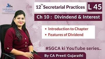 Class 12 | Secretarial Practices | Chapter 10 | Dividend & Interest | L 45 | HSC Board