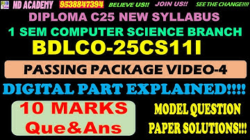 DIPLOMA C25 BDLCO PASSING PACKAGE VIDEO-4- |10 MARKS MQP PROBLEMS EXPLAINED |25EC11I |25CS11I