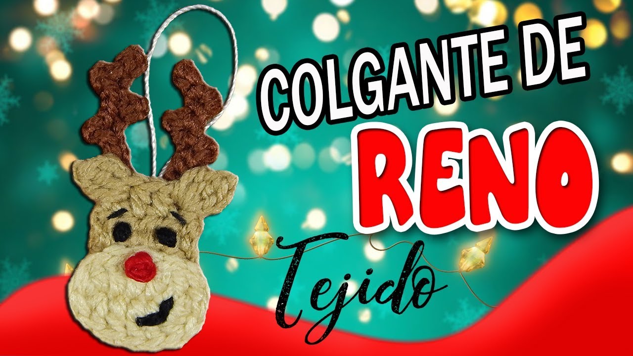 Colgante de Reno tejido a crochet *broche, aplique o decoración navideña*