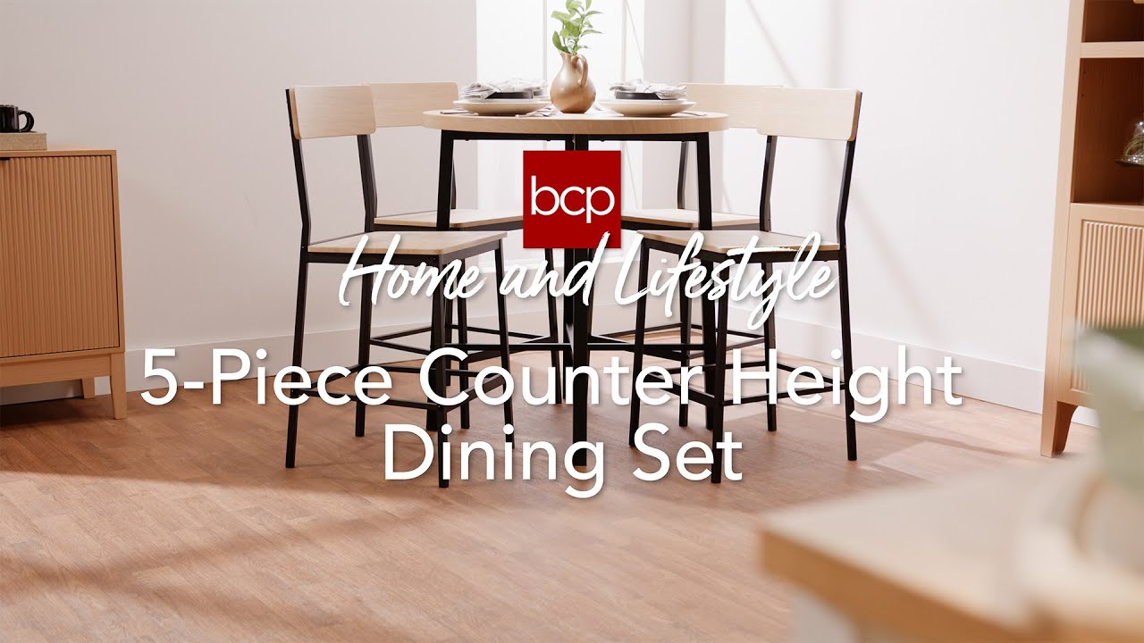 5-Piece Modern Round Counter Height Dining Set w/ 4 Chairs – Best 