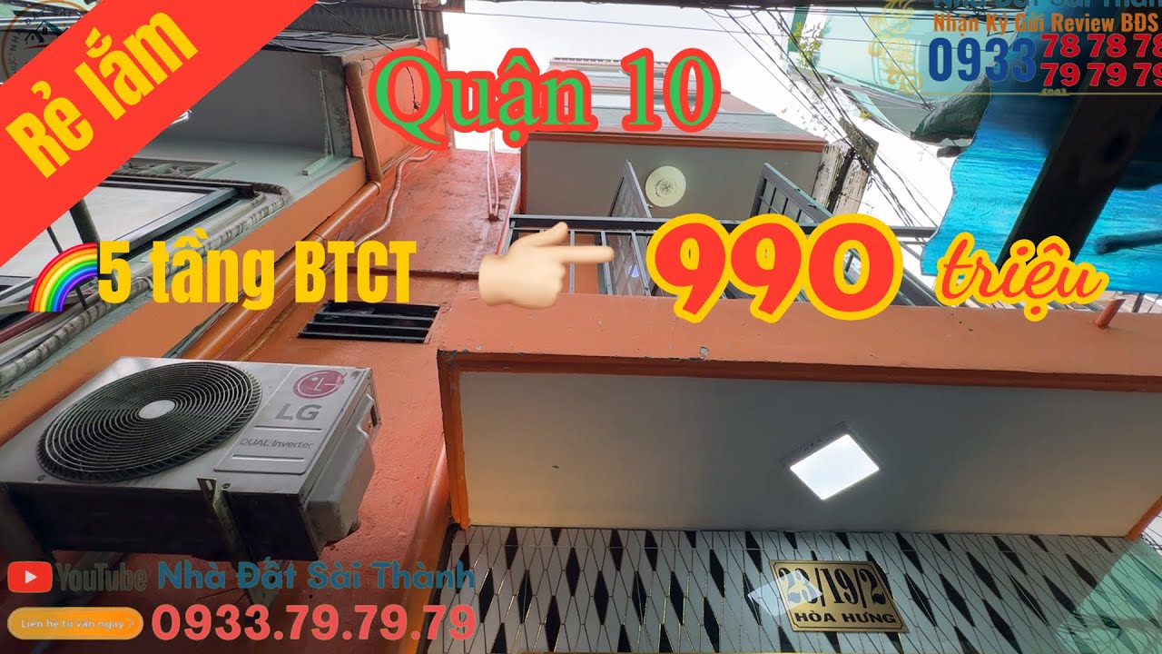 Quận 10. 🔥Giảm 30% còn dưới 1 tỷ nhà 5 tầng BTCT, nhà phường Hoà Hưng gần CLB Lan Anh 