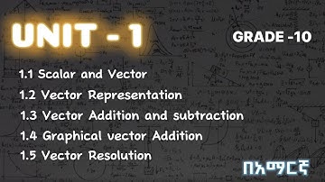 Physics Grade 10 Unit 1 vector Quantities with examples and brief explanation in Amharic