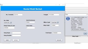 Tugas video mata kuliah PEMROGRAMAN BERORIENTASI OBYEK II (Rental Mobil)