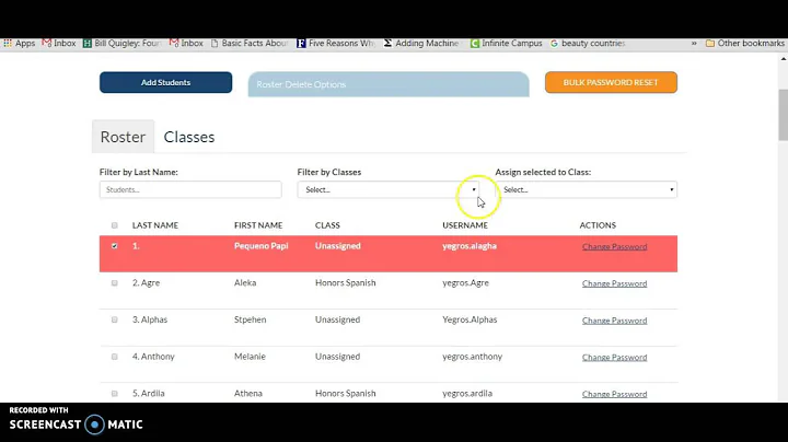 Conjuguemos: Managing your Roster