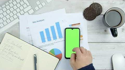 GREEN SCREEN (Top View Male Hands Using Computer and Phone Green Screen)