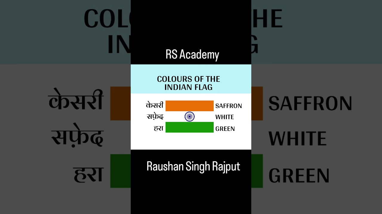 Colours of the Indian flag 1) Saffron 2) White 3) Green 
