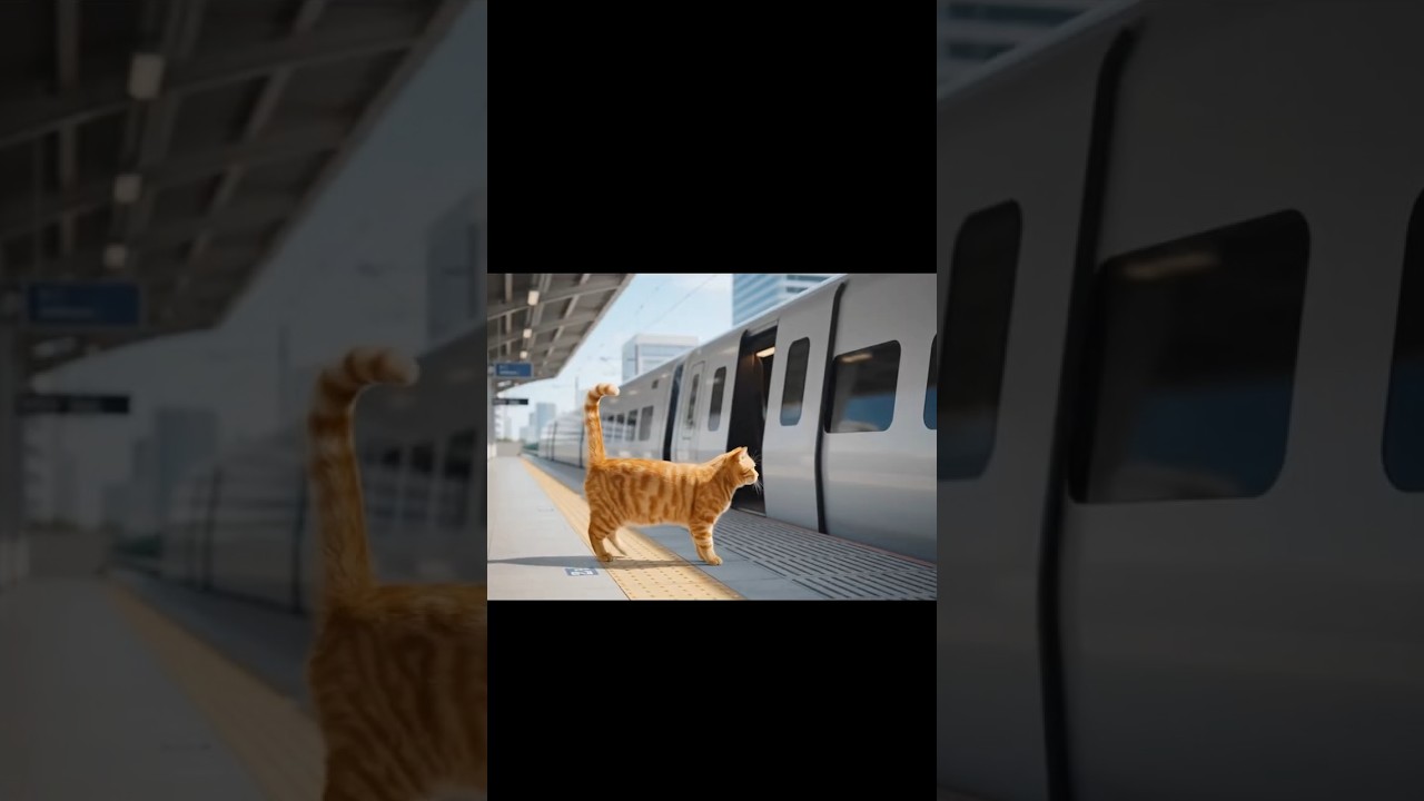 🐾 Cute Orange Cat Rides a Mini Subway 🚇 | Funny Cat Adventure Shorts
