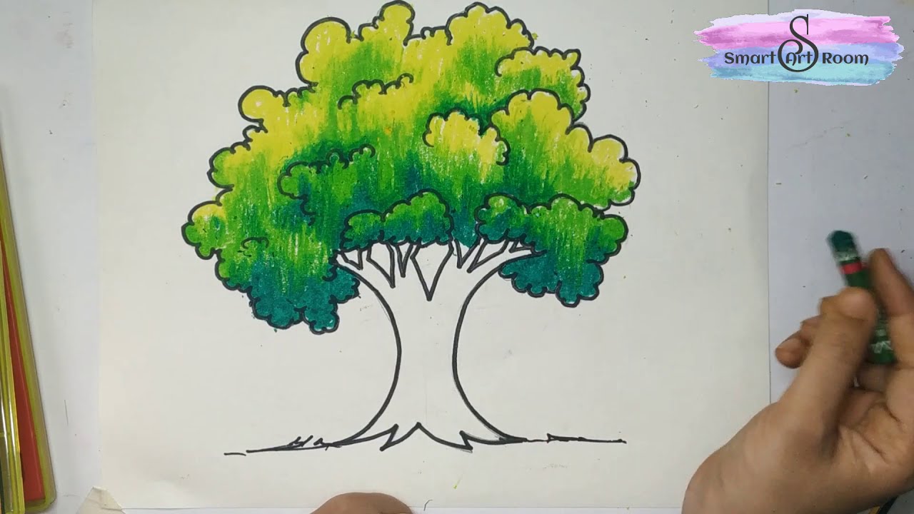 How to draw and color tree! Realistic Tree Drawing! Very easy ...