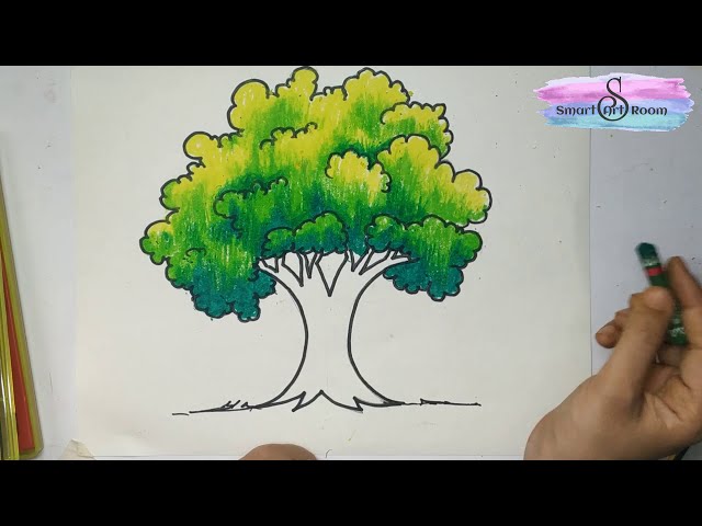 How to draw and color tree! Realistic Tree Drawing! Very easy method to Draw and Color a tree class=