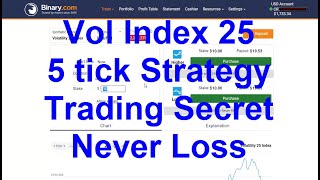 THE SECRET of Volatility Index 25 5 tick trading strategy, NEVER LOSS Binary.com