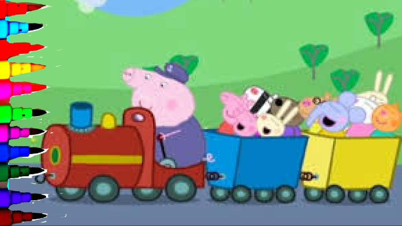 Peppa Pig Coloring Book Pages Grandpa's Train Kids Fun Art Learning ...