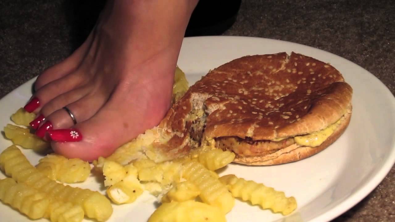 Burger and Fries under foot - YouTube