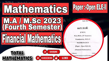 KU M.Sc 4th Sem || Financial Mathematics || PYQ