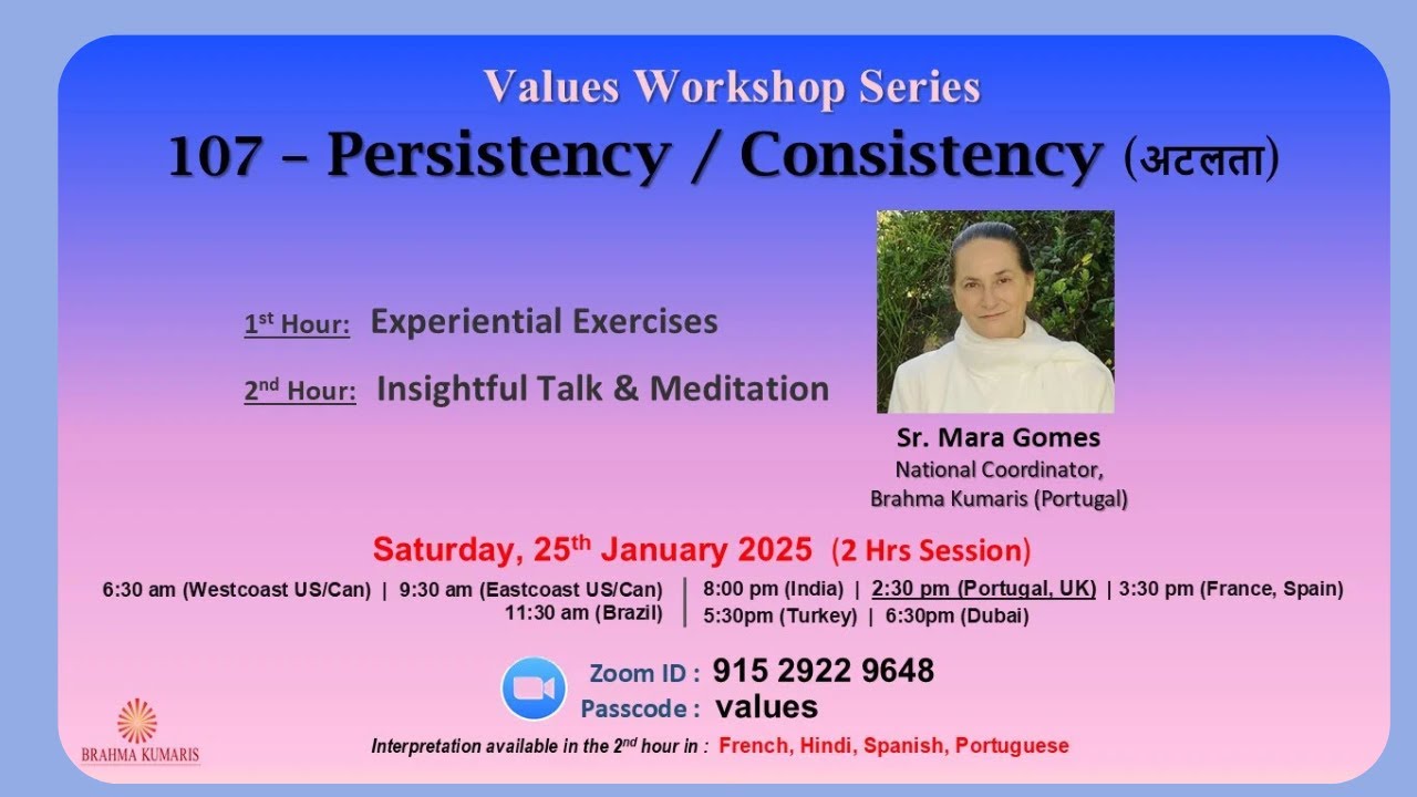 English | Sharing on Persistency / Consistency (#107)| Jan 25, 25 | Values Workshop Series | Sr Mara