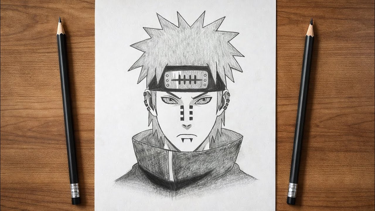 Pain (Nagato) Drawing Step by Step | Naruto Pencil Sketch | draw with pencil