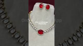 Beautiful premium quality western wear matte finish AD stone necklace with earrings set -1440/--DM-📱