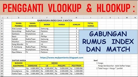 PENGGANTI RUMUS VLOOKUP DAN HLOOKUP: GABUNGAN RUMUS INDEX DAN MATCH
