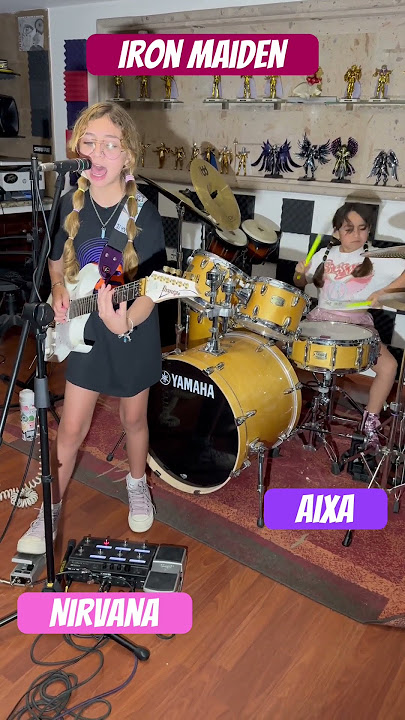 Nirvana y Aixa tocan The Trooper de IRON MAIDEN #guitargirl #drums #drumgirl #guitar #2024 #rock