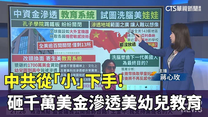 從"小"下手! 中共砸1700萬美金滲透美幼兒教育｜主播：蔣心玫｜陳雅琳世界晚報｜華視新聞 20230810 - 天天要聞