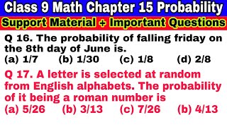 Class 9 Ch-15 Q 16 | Q 17 | Probability | Support Material | Important Questions | CBSE | NCERT
