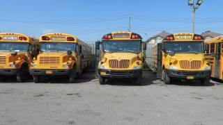 Parking The School Buses At The Yard