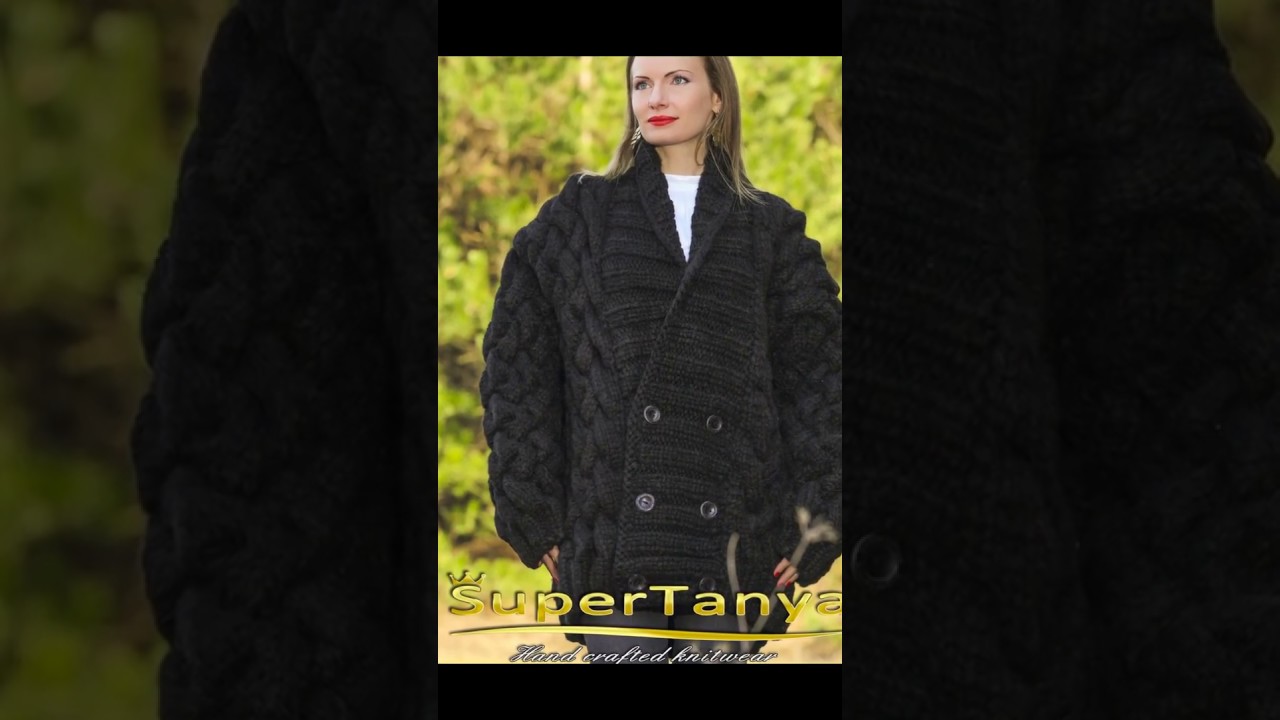 Black thick wool cardigan by SuperTanya