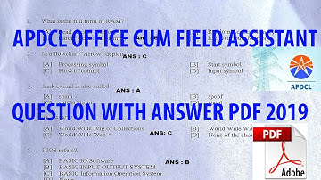 APDCL Office Cum field Assistant 2019 Question with Answer key paper Download pdf