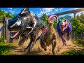 EVIL SUPERHERO DINOSAURS FINAL BATTLE! Venom Shark vs Joker T-REX vs Captain America Carnotaurus 🦖🔥