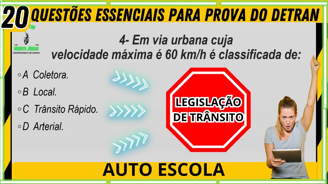 20 Perguntas ESSENCIAIS de LEGISLAÇÃO DE TRÂNSITO para a Prova do ...
