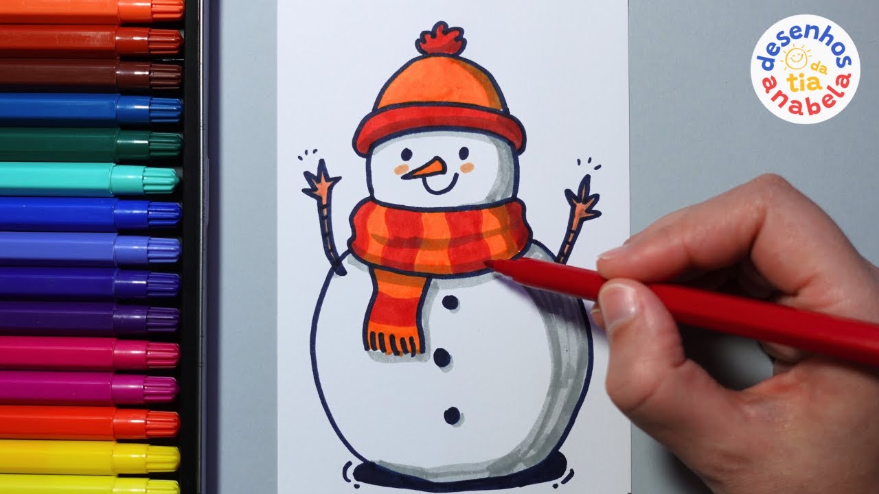 Boneco de Neve | Aprender a Desenhar e a Pintar para Crianças | Desenho ...