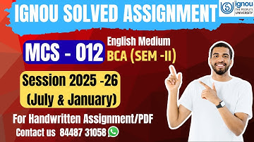 IGNOU Assignment| MCS - 012| Computer Organisation & Assembly.. |2025 -26 July & January)|BCA| Sem 2