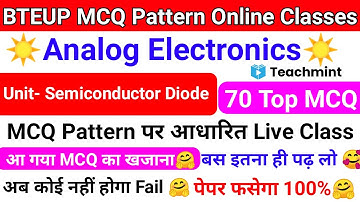BTEUP Latest Updates Today|Analog Electronics MCQ Questions Answers|Semiconductor Diode|Teachmint