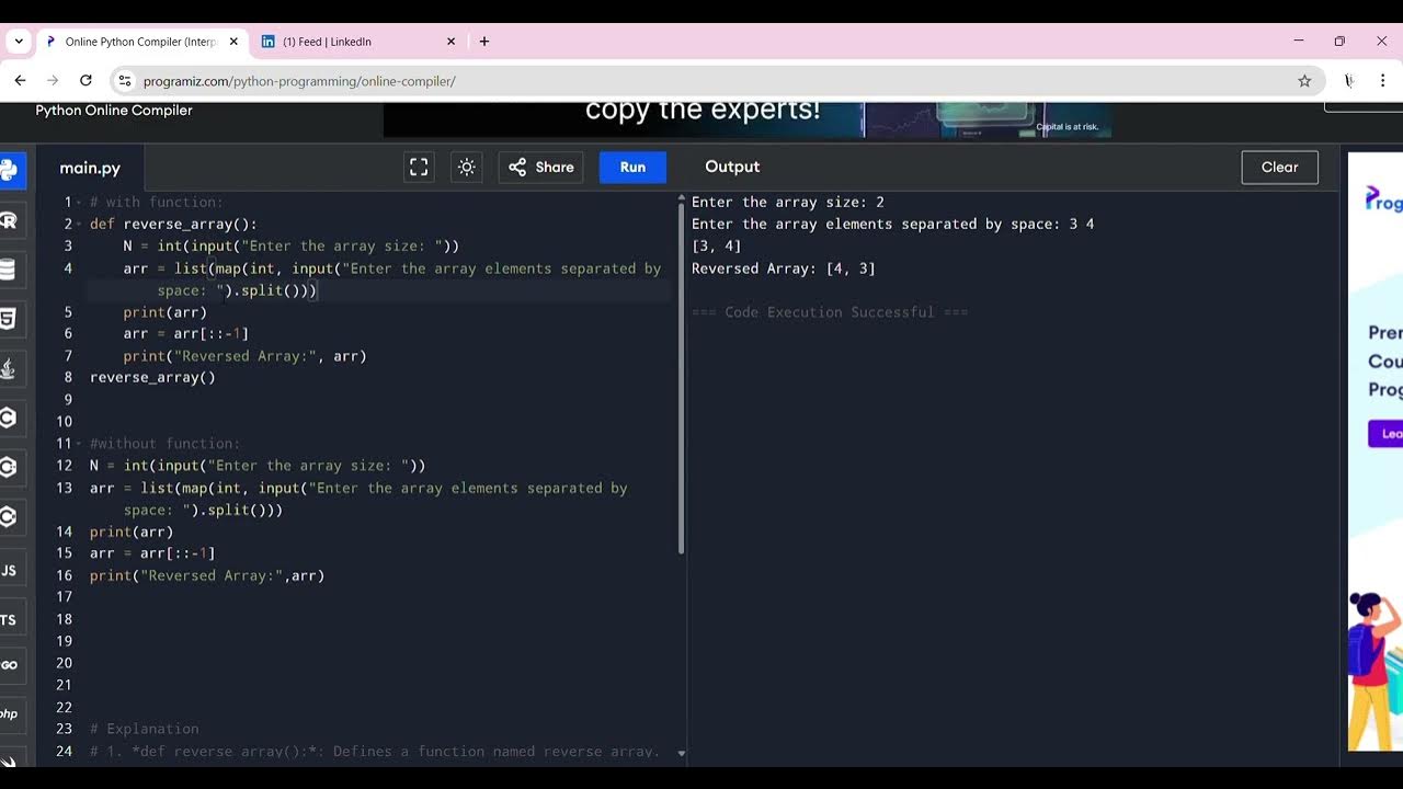 How to print reversed array in python in easy way to solve with and ...