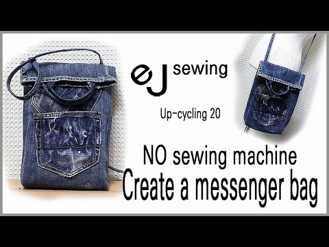 up cycling20/미싱없이 청바지 업사이클 하기/메신저백 만들기/ No sewing machine/ 업사이클 가방/daily bag DIY //Make a bag