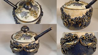 Декор, декупаж сахарницы .Винтаж, ручная работа.  Decor, decoupage of sugar bowl. Vintage, handmade.