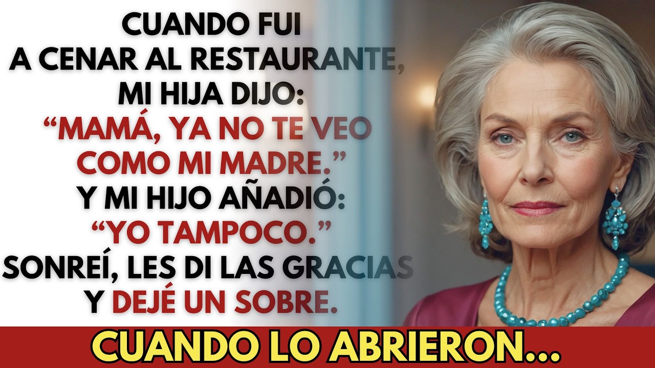 En el restaurante, mis hijos dijeron: “Ya no eres nuestra madre.” Solo dejé el sobre.