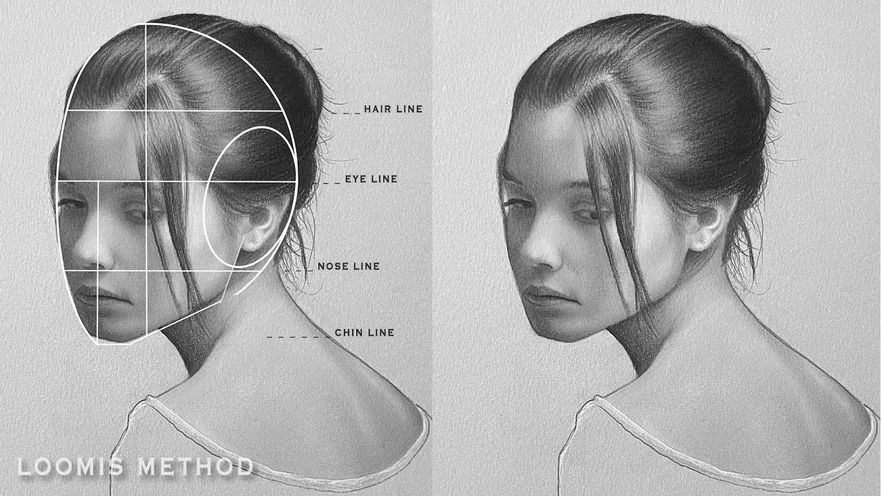 Realism in drawings - Learn to draw realistic portrait using Loomis Method  