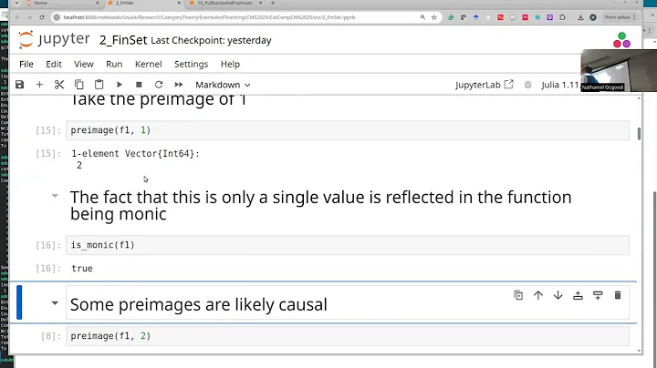 CMS Categorical Computing w/Catlab 2: FinSet, Glimpse of FinRel, finitely presenting categories