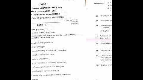 DIPLOMA DEEE 1ST SEM ELECTRICAL ENGINEERING MATERIALS MODEL PAPER 2021