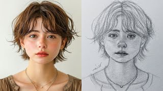 How to draw a portrait of girl from front using loomis method